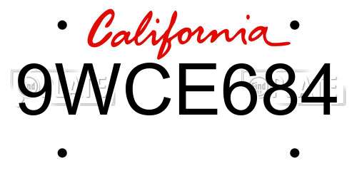 9WCE684 California License Plate