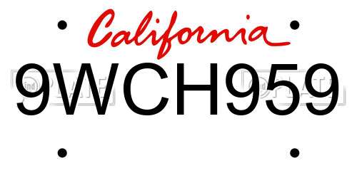 9WCH959 California License Plate