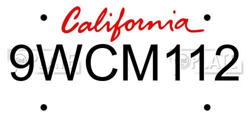9WCM112 California License Plate