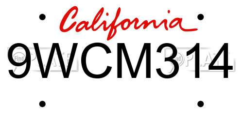 9WCM314 California License Plate