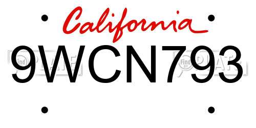 9WCN793 California License Plate