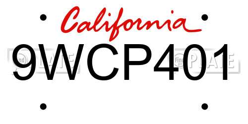 9WCP401 California License Plate