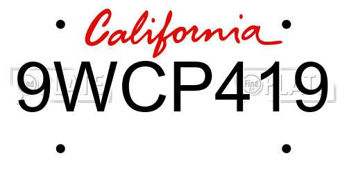 9WCP419 California License Plate