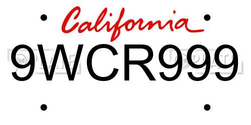 9WCR999 California License Plate
