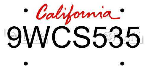 9WCS535 California License Plate