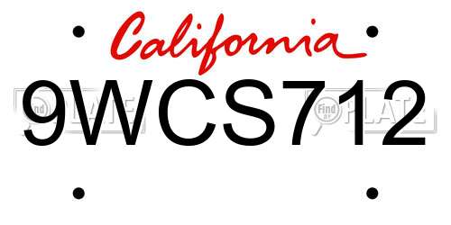 9WCS712 California License Plate