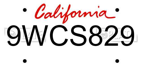 9WCS829 California License Plate