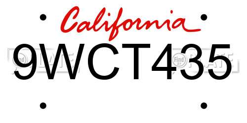 9WCT435 California License Plate