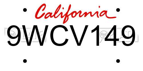 9WCV149 California License Plate