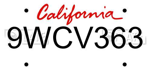 9WCV363 California License Plate