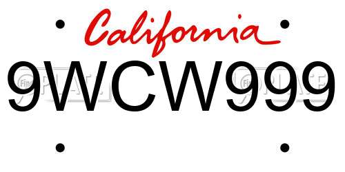 9WCW999 California License Plate