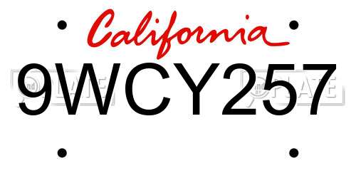 9WCY257 California License Plate