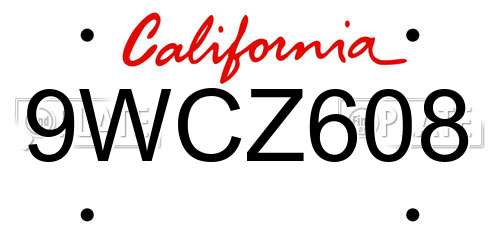 9WCZ608 California License Plate