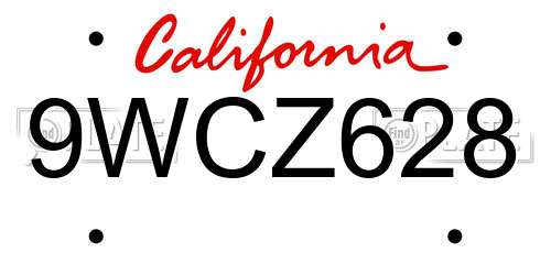 9WCZ628 California License Plate