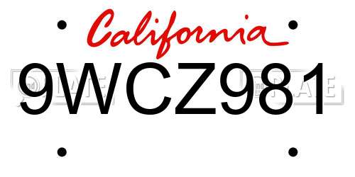 9WCZ981 California License Plate