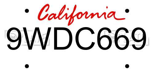 9WDC669 California License Plate