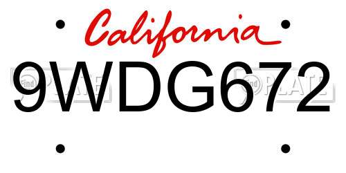 9WDG672 California License Plate