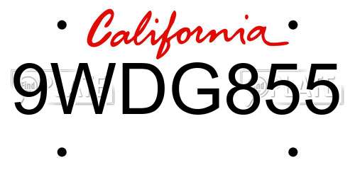 9WDG855 California License Plate