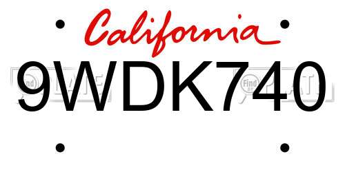 9WDK740 California License Plate