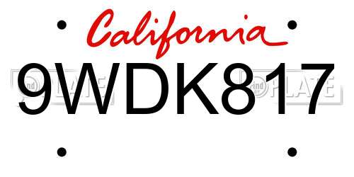 9WDK817 California License Plate