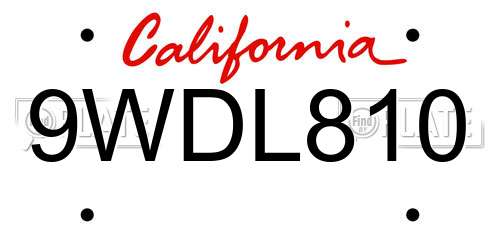 9WDL810 California License Plate
