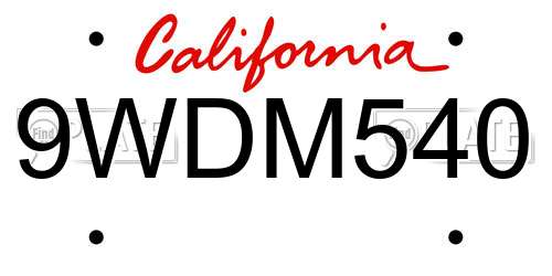 9WDM540 California License Plate