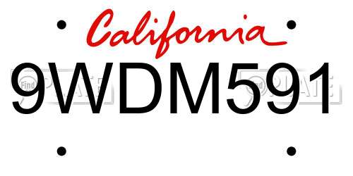 9WDM591 California License Plate