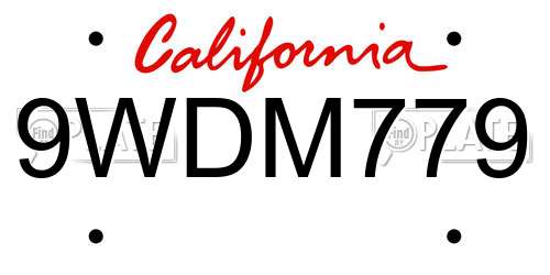 9WDM779 California License Plate