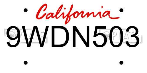 9WDN503 California License Plate