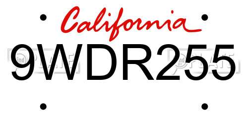 9WDR255 California License Plate