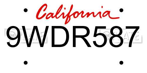 9WDR587 California License Plate