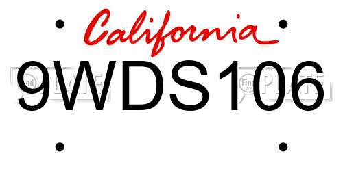 9WDS106 California License Plate