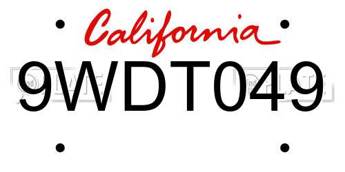 9WDT049 California License Plate