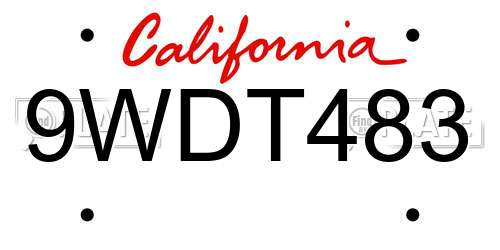 9WDT483 California License Plate