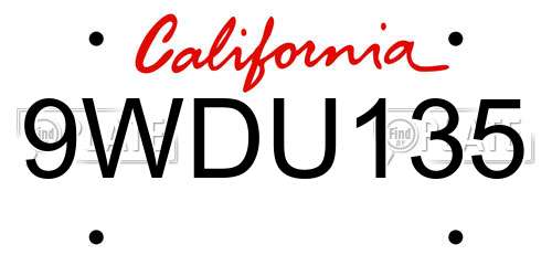 9WDU135 California License Plate