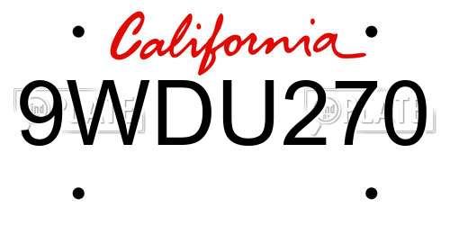9WDU270 California License Plate