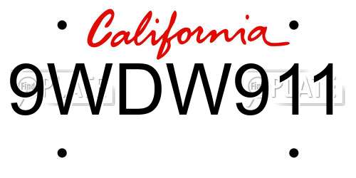 9WDW911 California License Plate