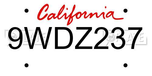 9WDZ237 California License Plate