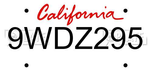 9WDZ295 California License Plate