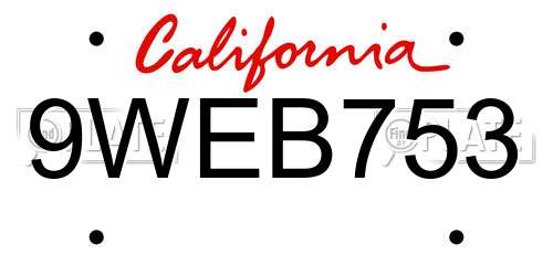 9WEB753 California License Plate