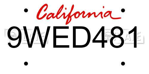 9WED481 California License Plate