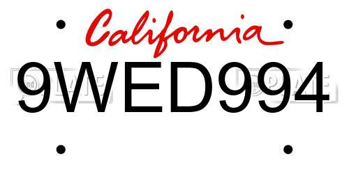 9WED994 California License Plate