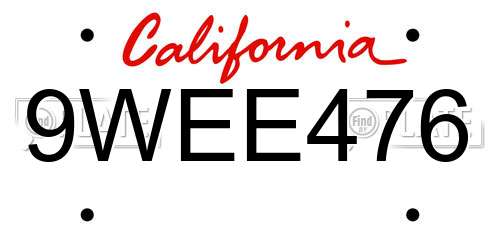 9WEE476 California License Plate