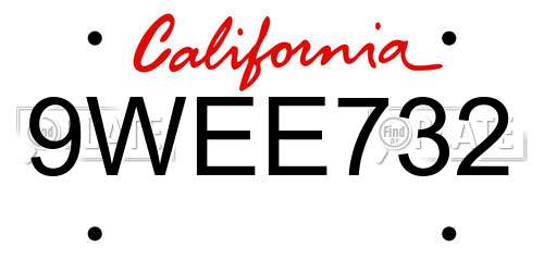 9WEE732 California License Plate