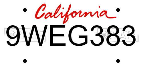 9WEG383 California License Plate