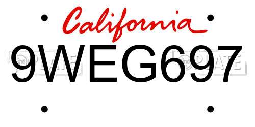9WEG697 California License Plate
