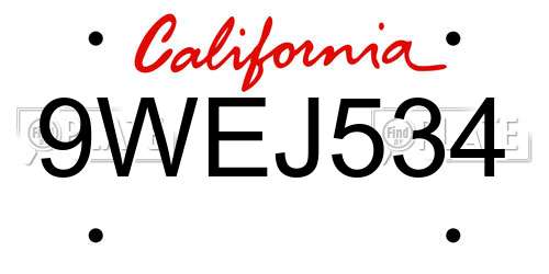 9WEJ534 California License Plate