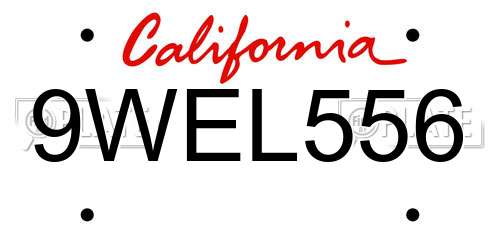 9WEL556 California License Plate