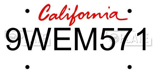 9WEM571 California License Plate