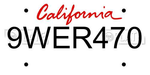 9WER470 California License Plate